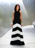 Vestido maxi listrado preto e branco vestido feminino vestidos de verão vestidos formais listras longas maxi vestido de noite M1677033446