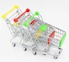 Factory Supply Simulation Supermarket Shopping Mini Shopping Cart Roestvrij stalen metalen opslag Desktop ornamenten Miniatures speelgoed