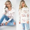 Kvinnor Hoodie 8 stilar Blommor Tryckt långärmad Pullover Casual Pocket Sweater Sweatshirt Jumper Tops 50pcs OOA5424