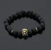 Pulsera de cabeza de león de piedra volcánica pulseras de cuentas de meditación de Buda de moda para hombres joyería de declaración oración envío gratis