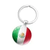 Trendy Keychains Soccer National Flag Photo Glass Cabochon Pendant Keyrings Football Fans Gifts Fashion Accessories