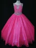 2017 Een Schouder A-lijn Optochtjurken Voor Meisjes Vloerlengte Girl039s Optochtjurken Rose Rode Organza Applique Bloem Meisjes8027464