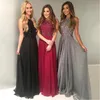 Mooi zwart rood juweel top kralen chiffon prom jurken vloer lengte lange prachtige avondjurken goedkoop plus size arabisch 2018 formele partij