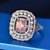 Pierścionki ślubne dla kobiet srebrne s925 Sterling Fine Biżuteria Pink Topaz Square Luksusowy pierścionek zaręczynowy Rinngen Akcesoria S1815802398