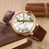 Ny W6900651 Asian 2813 Automatisk herrklocka White Dial Rose Gold Case Brown Leather Strap New Gents Watches Puretime