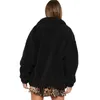 冬の女性のフェイクの毛皮の色の色のジャケットふわふわのテディベアのフリースジッパーポケット長袖のようなコートカジュアルストリートウェア