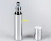 20PCS / LOT 10 ml UV-glasrullflaskor för eteriska oljor med metallvalsflaska Tomma kosmetiska behållare
