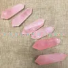 6 Facet Double Terminated Sacred Point Genuine Natural Sheer Rose Quartz Healing Crystal Gemstone Prism Wand 60-80mm Reiki Stones Figurine