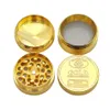 Gold Herb Grinder 40*36mm 4 Piece Herbal Alloy Smoke Metal Smoking Grinders Cracker