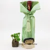 Kina Knot Eco Wine Bottle Kläder Table Dekoration Satin Vinväskor 100st / Lot Mix Color