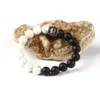 Bracciali da uomo in acciaio inossidabile Gioielli Om Mani Padme Hum Bracciale Buddha in argento con gioielli in pietra naturale da 10 mm per la festa