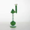 New US Design Glass Bong 12" jadegröna vattenpipor med 14 mm hanskål filterspets Bongs Recycler Oil Rig vax vattenpipa bubbler