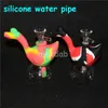 narghilè Silicone Mini Dab Rig Recycler Bong Protable Water Pipes Bubbler 14mm Oil Rigs Unbreakable Bent Neck Bong Thick