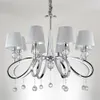 Modern Crystal Parlor Living Room Chandelier Luxury Polished Chrome Hotel Chandeliers Fabric Dining Room Restaurant Hanging Lamp