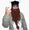 Ręcznie robione śmieszne czapki zimowe wełna wąsy warkocze pirackie perukę brodę czapki Viking Horn Hobo wujek Wildling Face Mask C185927809