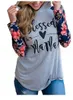 Blessed Mama Hoodie Floral Raglan Sleeve Hooded Sweatshirts Letters Prined T-shirts Pullover Patchwork Girls Gym Clothing OOA5658