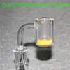 Thermal Quartz Banger med färgsand 14mm 90 grader Dubbelrör med termo kromisk hinkspik för silikonoljeplattor glasbonar
