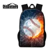 Baseball ryggsäckar för pojkar coola bollar 3d tryckta lätta skola bookbags trendiga ryggsäck primära studenter mochila design din egen väska