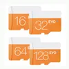뜨거운 EVO 128GB 64GB 32GB 16GB UHS-I 클래스 10 메모리 TF 카드 어댑터가있는 빠른 속도