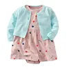 25 New Styles Vêtements pour bébés Robes pour enfants Filles Noël Romper Robe de Noël à manches longues Ensemble de bande de cheveux Jupe TUTU