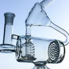듀오블 리사이클 러 물 담뱃대 유리 봉 14mm 그릇 조각 Perc Percolator DAB 오일 장비 흡연 물 독특한 봉 워터 파이프 WP143