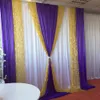 10ft x 10ft White Curtain Purple Ice Silk Drape Gold Sequin Decoration Backdrop For Wedding Party