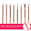 4 sztuk / zestaw Rose Gold Baskode Remover Zestaw Narzędzi Zestaw Narzędzi Pielęgnacji Skóry Facial Comedone Acne Needle Clip Pimple Tweeezer Blemish Extractor Tools