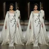 2019 Tony Ward Suknie wieczorowe Kości Ivory Arabski Kaftan Dubaj Muzułmańska Cape Specjalna okazja Sukienka Pół Rękawy Formalne Suknie Prom