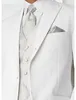 2019 Smoking vintage a due bottoni bianchi da sposo con risvolto a punta, abiti da uomo migliori, abiti da sposo uomo (giacca + pantaloni + gilet)