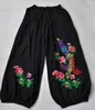 Factory direct wholesale Ethnic pants poplin Linen peacock Large size Pants Chinese Traditional Flower embroidered trousers