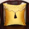 Tassel Patchwork Luxury Chinese Silk Satin Cushion Cover Sofa Chair Lumbar Back Support Cushion Office Home Decorative Pillow Covers