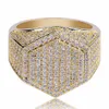 Hip Hop Cube Hexagon Ring Copper Gold Silver Color Plated Iced Out Micro Pave Cubic Zircon for Men Women317Q