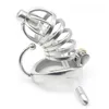 Male Chastity Devices Stainless Steel Cage Belt with Base Arc Ring Lock Cock Cages