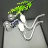 Pipe à fumer Mini narguilé bongs en verre Forme en métal coloré Nouveau crochet incurvé buse d'aspiration plaque fil grand ensemble de pot en verre à bulles