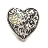 Fashion Crystal Heart 18mm Snap Button Smycken Vintage Blomma Graverad Noosa Chunks DIY Ginger Snap Button Charms Armband Halsband