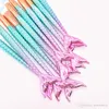 3Colors Mermaid Makeup Brushes 10pcs Beauty Make up Set Colorful Gradient 3D Line Eye Brush gift 50