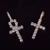 New Ankh Cross Necklace Pendant One Set Bling Cubic Zircon Men/Women Hip hop Jewelry With Chain For Gift