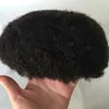 Full Pu Afro Curly Men Toupee Thin Skin Curly Toupee For Black Men Pu Hairpiece Replacement System Indian Human Hair Men Wigs