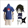 Aziatische maat Japan Anime Naruto Uchiha Sasuke Halloween Cosplay Kostuum Kortomschurken Shorts uniformen Volledig set244F