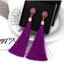 Fashion Vintage Bohemian Ethnic Long Color Cotton Drop Earrings for Women Girl Geometric Tassel Zircon Earring Jewelry