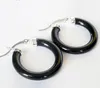 Boucles d'oreilles noires en argent sterling 925 pour femmes