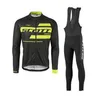 SCOTT 팀 사이클링 긴팔 유니폼 턱받이 바지 젤 패드 자전거 세트 MTB Ropa Ciclismo Mens Bicycling Maillot Racing Wear Y21032513