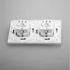 Free shipping,EU Double Power Socket Schuko,White Crystal Glass Panel, 16A EU Standard Wall Outlet KP002EU-W