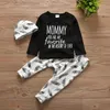 2018 pasgeboren baby jongens meisjes kleding set lente herfst winter katoen lange mouw brief vader en mama tops + broek + hoed peuter kinderkleding