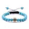 2018 hot sale 10pc/set handmade woven bracelets Turquoise stone decorative skull head beaded cheap bracelets for men and women