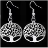Fashion Women Tree Life Disk Pendant Necklace and Earrings Jewelry Set Sterling Silver Plated free shipping