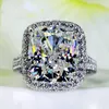 Fashion Jewelry fashion ring cushion cut 10ct Gem 5A Zircon stone 14KT White Gold filled Women Engagement Wedding Band Ring