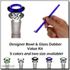 Hookahs Glass Bowl Man Dubbelskikt med Dabber Kit Bong Accessory Cone Rökpipor för 14mm 18mm led