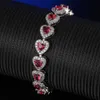 luckyshine christmas day two pieces lot 925 silver plated fashionforward heart red green white topaz crystal bracelet b1058271b