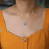 2018 Lucky Turks 925 Sterling Zilveren Dangle Evil Oog Charm Pave Blauw Wit CZ Hamsa Hand Fatima's hand hanger ketting